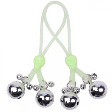 Светящиеся в темноте лассо для сосков с серебряными бубенчиками