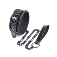 Регулируемый ошейник с поводком Collar with Leash черный