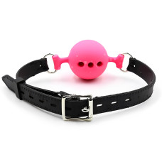 Дышащий кляп-шар из силикона Black-Pink S