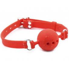 Силиконовый дышащий кляп-шар red M