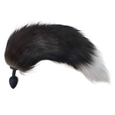 Силиконовая анальная втулка S с бурым хвостиком из натурального меха Furry Fox 40 см