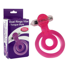 Виброкольцо розовое Dual Rings Tongue Style