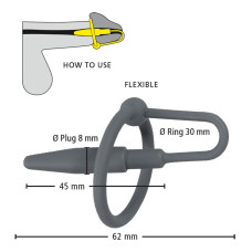 Силиконовый уретральный плаг с кольцом под головку Penis Plug