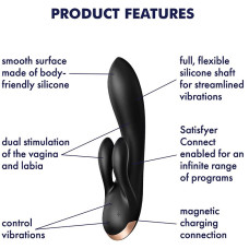 Смарт-вибратор с клиторальным стимулятором Satisfyer Double Flex черный