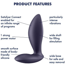 Анальная смарт-втулка с вибрацией и стимулятором промежности Satisfyer Power Plug
