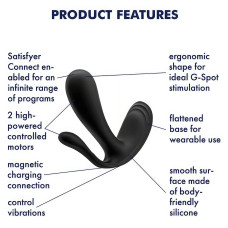 Анально-вагинальный смарт-стимулятор для ношения Satisfyer Top Secret Plus + черный