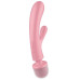 Двусторонний вибратор с клиторальным стимулятором Wand + Rabbit Satisfyer Triple Lover Pink
