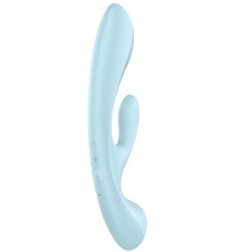 Двусторонний вибратор с клиторальным стимулятором Satisfyer Triple Oh Blue