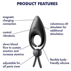 Эрекционное кольцо-лассо с вибрацией Satisfyer Sniper черное