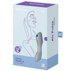 Вакуумный вибростимулятор для клитора и точки G Satisfyer Curvy Trinity 3 серый