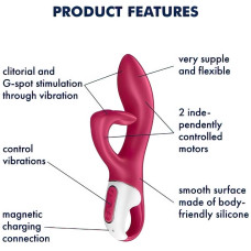 Вибратор для точки G с загнутым клиторальным стимулятором Satisfyer Embrace Me малиновый