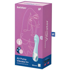 Расширяющийся смарт-вибратор с рельефной головкой Satisfyer Air Pump Vibrator 5+ голубой