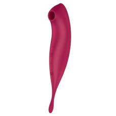 Вакуумный смарт-стимулятор с вибростимулирующим отростком Satisfyer Twirling Pro+ красный