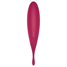 Вакуумный смарт-стимулятор с вибростимулирующим отростком Satisfyer Twirling Pro+ красный
