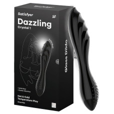 Двусторонний фаллос из стекла Satisfyer Dazzling Crystal 1 черный 18 см