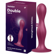 Фаллос Satisfyer Double Ball-R со смещенным центром тяжести красный 18 см
