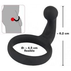 Эрекционное кольцо Black Velvets со стимулятором промежности