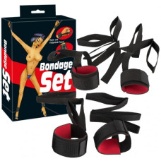 Черно-красный набор для бондажа к кровати Bondage Set