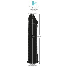 Удлиняющая черная насадка на пенис Silicone Extension + 4 см