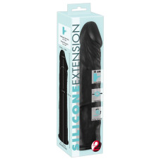 Удлиняющая черная насадка на пенис Silicone Extension + 4 см