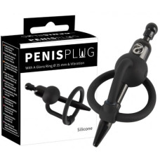 Пластиковый уретральный виброплаг с силиконовым кольцом под головку Penis Plug