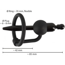 Пластиковый уретральный виброплаг с силиконовым кольцом под головку Penis Plug