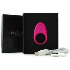 Розовое эрекционное виброкольцо Embrace Pleasure Rings