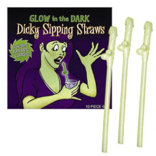 Трубочки для коктейлей Penis Straws светящиеся в темноте 10 шт