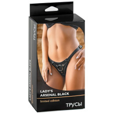 Кожаные черные трусики с регуляторами Lady's Arsenal Limited Edition