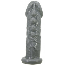 Насадка на пенис со стимулирующим рельефом Realistic Penis Sleeve + 3 см серая