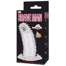 Прозрачная вибронасадка на пенис Brave Man 14 см