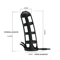Черная силиконовая насадка с петлёй на мошонку Penis Sleeve