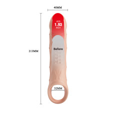 Удлиняющая насадка с рельефом и вибрацией Penis Sleeve Brad + 5 см