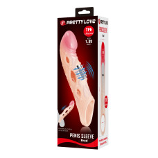 Удлиняющая насадка с рельефом и вибрацией Penis Sleeve Brad + 5 см