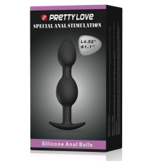 Черная анальная ёлочка со смещенным центром тяжести Pretty Love Anal Balls