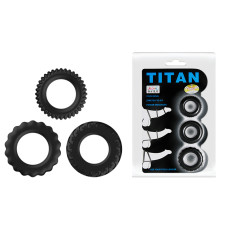Набор из трёх черных эрекционных колец Titan