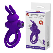 Эрекционное виброкольцо Vibrant Penis Ring III с петлей на мошонку фиолетовое