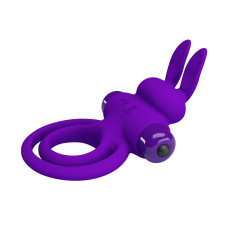 Эрекционное виброкольцо Vibrant Penis Ring III с петлей на мошонку фиолетовое