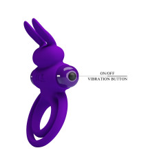 Эрекционное виброкольцо Vibrant Penis Ring III с петлей на мошонку фиолетовое