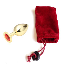 Анальная пробка Anal Jewelry Plug Gold Ruby L