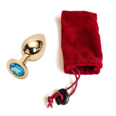 Анальная пробка Anal Jewelry Plug Gold Light Blue L