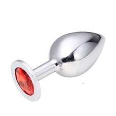 Анальная пробка Anal Jewelry Plug Silver Ruby L