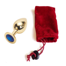 Анальная пробка Anal Jewelry Plug Gold Blue M
