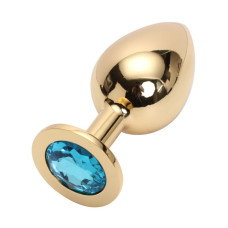Анальная пробка Anal Jewelry Plug Gold Light Blue M