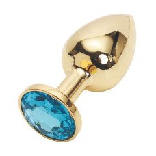 Анальная пробка Anal Jewelry Plug Gold Light Blue S