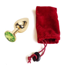 Анальная пробка Anal Jewelry Plug Gold Light Green S