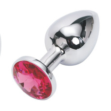 Анальная пробка Anal Jewelry Plug Silver Fuchsia S