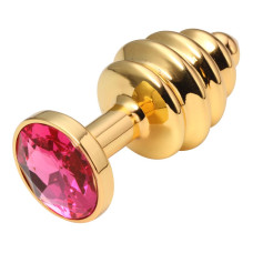 Анальная пробка рельефная Gold Relief Fuchsia S
