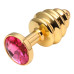 Анальная пробка рельефная Gold Relief Fuchsia S