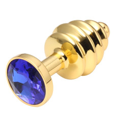 Анальная пробка рельефная Gold Relief Blue S